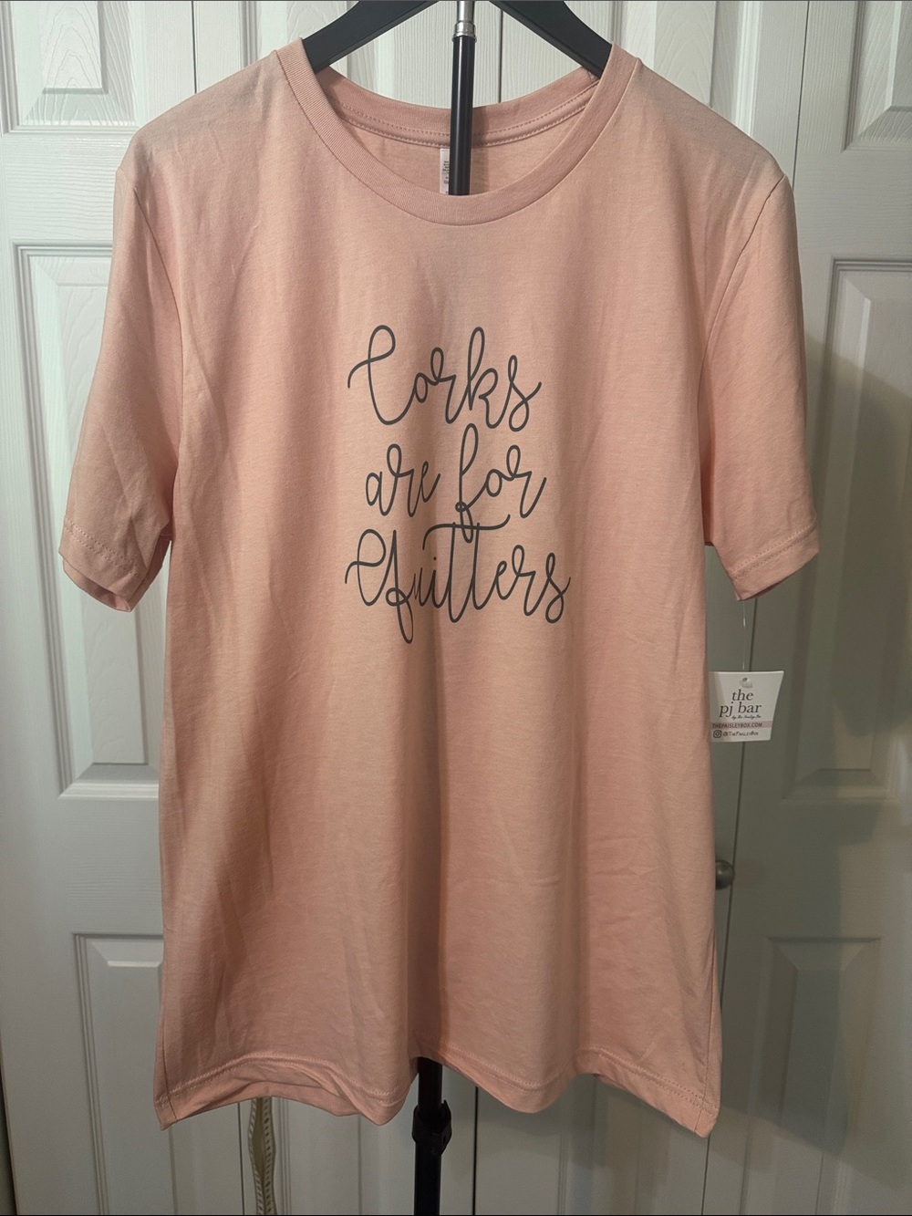 ‘Corks Are For Quitters' Short Sleeve PJ Tee — Soft Blush